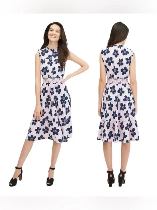 KATE SPADE - Lavender & Navy Floral Sleeveless Dress Size: Medium - Picture 4 of 4